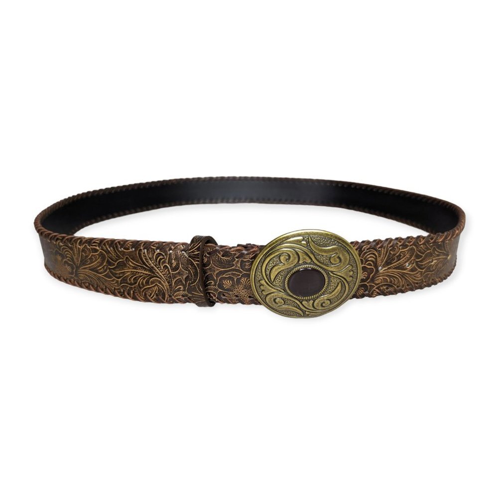 Faux Leather Belt with Large Belt Buckle Size 2X